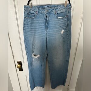 Old Navy Light Blue Distressed Straight Leg Jeans